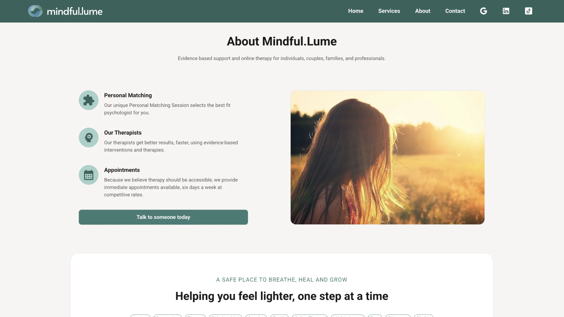 Mindfullume online therapy booking page