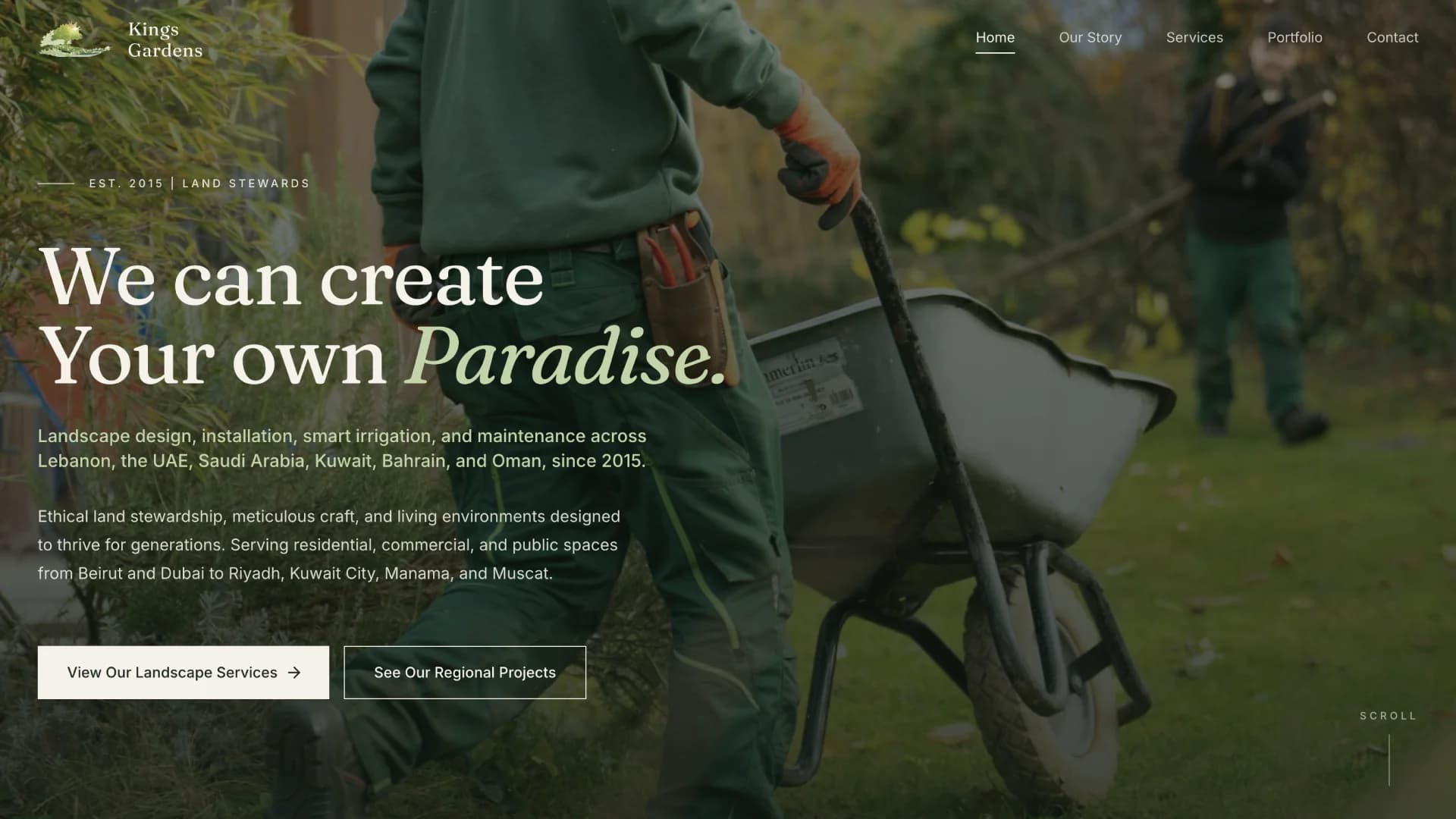 Kings Gardens landscaping marketing site homepage