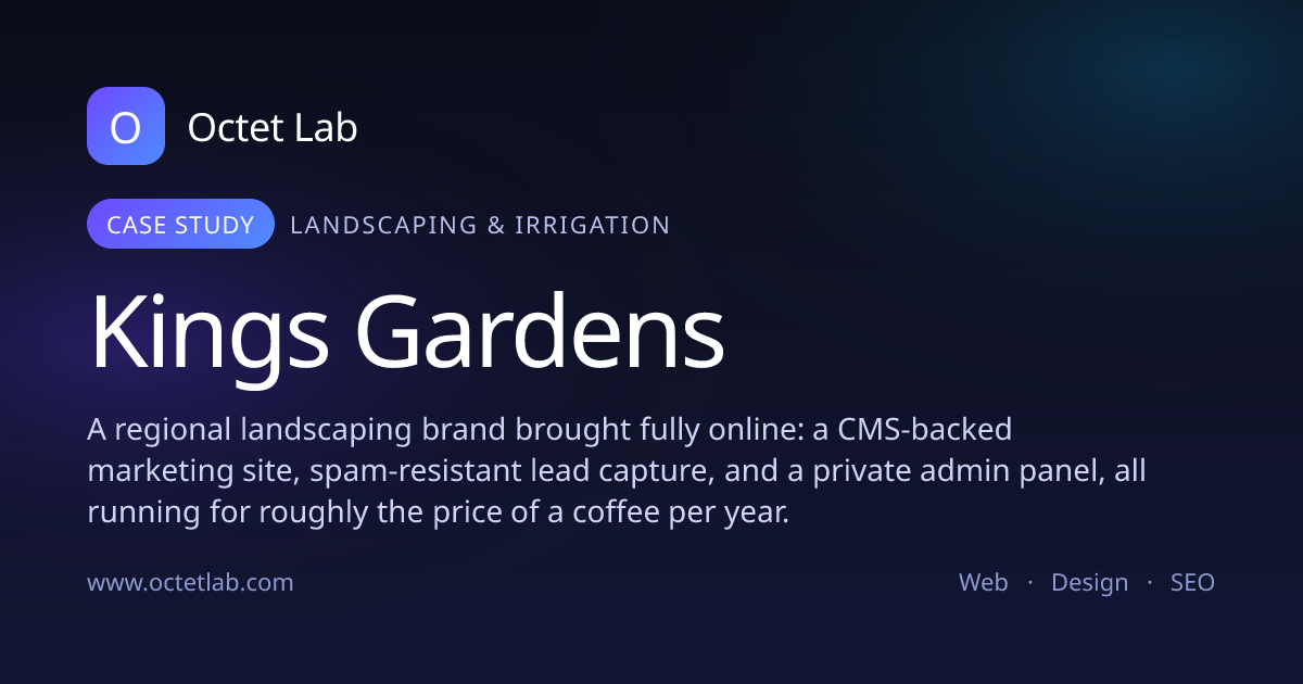 Kings Gardens Landscaping Website Case Study | Octet Lab